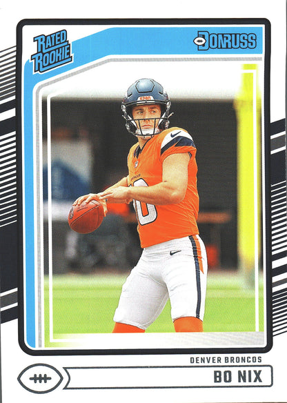 2024 Panini Donruss Rated Rookie Bo Nix RC #369 Denver Broncos