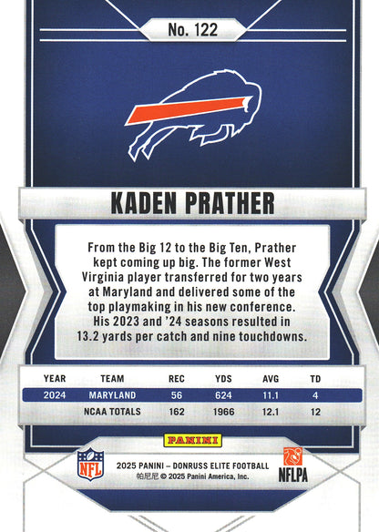2025 Panini Donruss Elite Kaden Prather RC /999 #122 Bills
