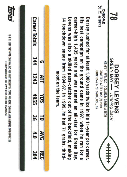 2024 Topps Chrome Dorsey Levens Purple Speckle /275 #78 Packers