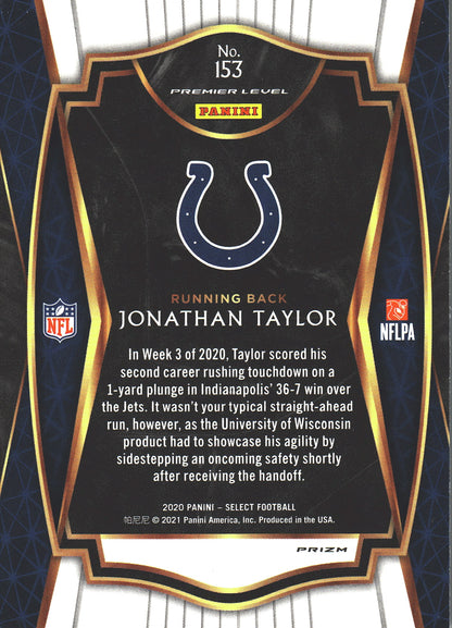 2020 Panini Select Silver Prizm Jonathan Taylor RC #153 Indianapolis Colts