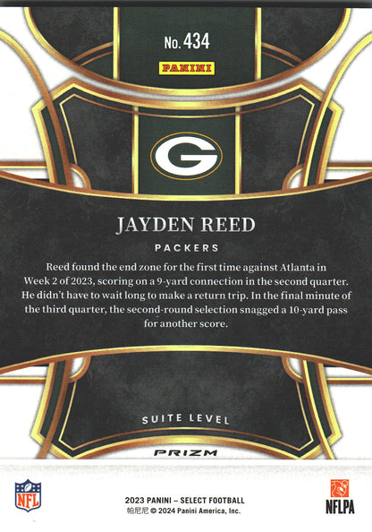 2023 Panini Select Jayden Reed RC Silver Prizm #434 Green Bay Packers