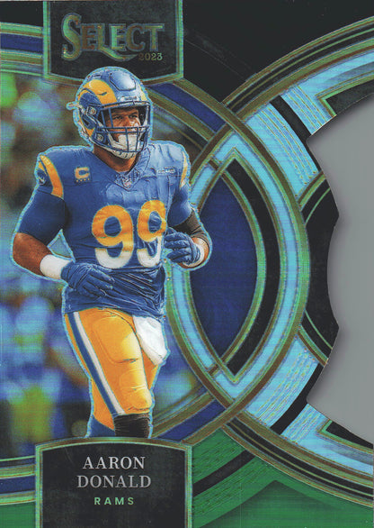 2023 Panini Select Die-Cut Green & Black Aaron Donald Premier #113 Los Angeles Rams