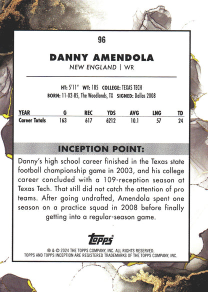 2024 Topps Inception Red Parallel /75 Danny Amendola #96 New England Patriots