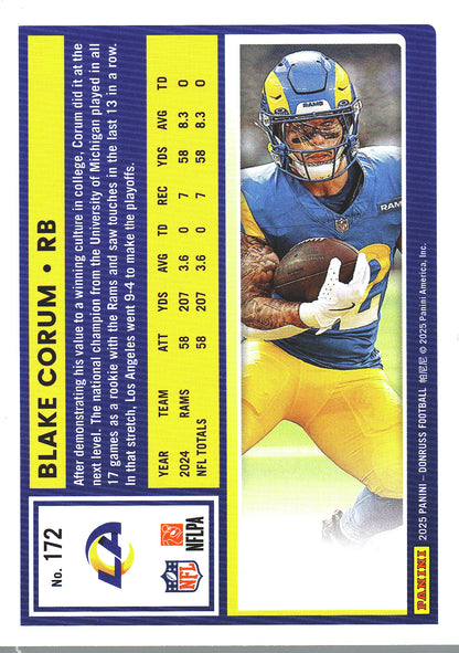 2025 Panini Donruss Blake Corum #172 Los Angeles Rams