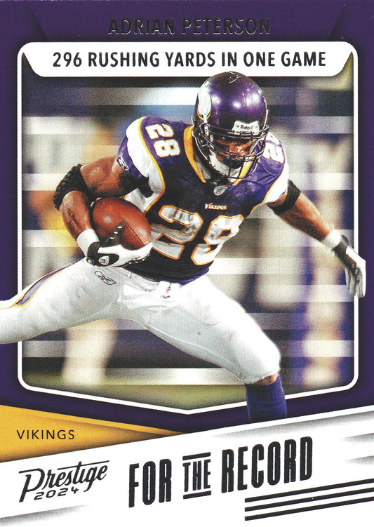 2024 Panini Prestige For the Record Adrian Peterson #FR-AP Minnesota Vikings