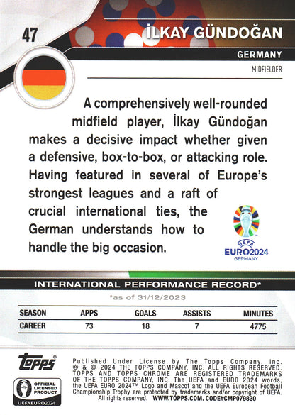 2024 Topps Chrome Euro 2024 Ilkay Gundogan Gold /50 #47 Allemagne