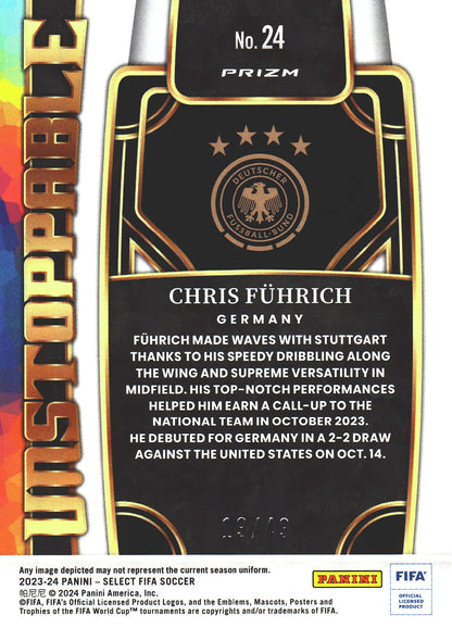 2023 Panini Select FIFA Chris Fuhrich RC Tie Dye /25 Unstoppable #24 Allemagne