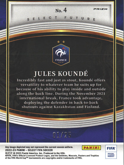 2022 Panini Select FIFA Jules Kounde RC Future Pink /25 #4 France