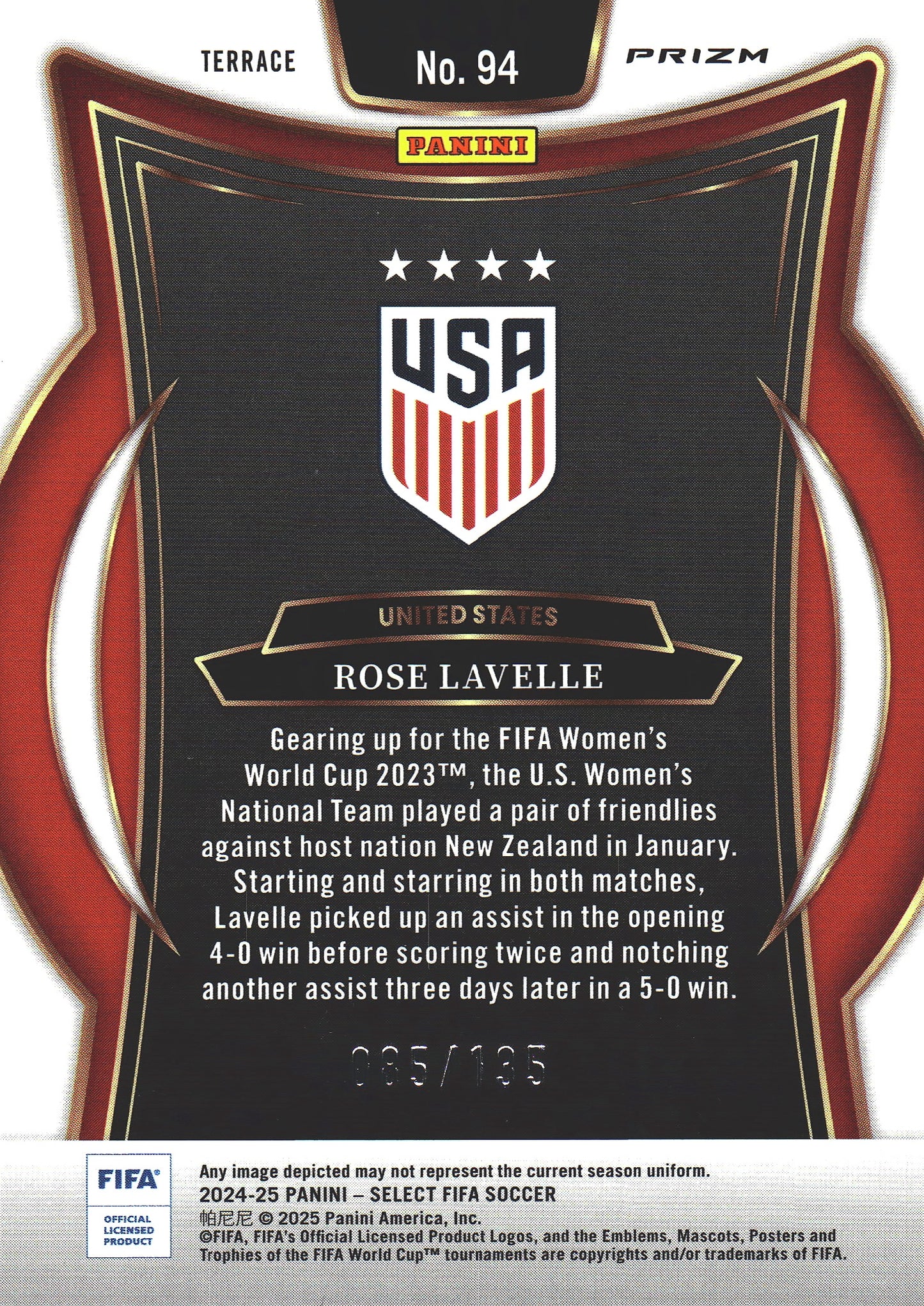 2024 Panini Select FIFA Rose Lavelle Camo /135 #94 USA