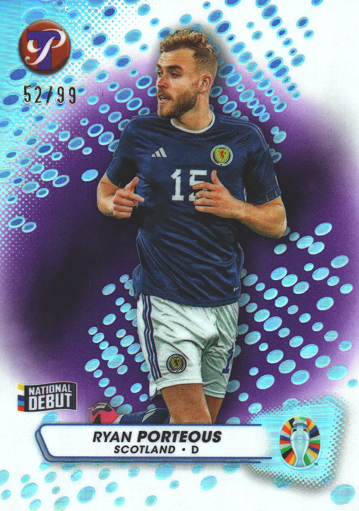 2023 Topps Pristine Road To Euro 2024 Ryan Porteous Purple /99 National Debut #152 Ecosse