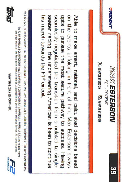 2025 Topps Chrome Formula 1 Max Esterson #39 Trident