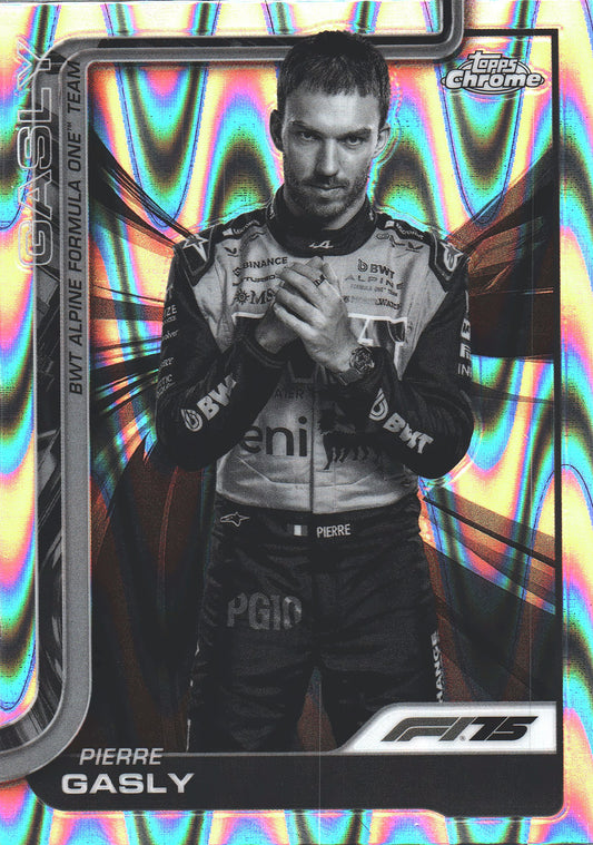 2025 Topps Chrome Formula 1 Pierre Gasly Black and White Raywave #88 Alpine