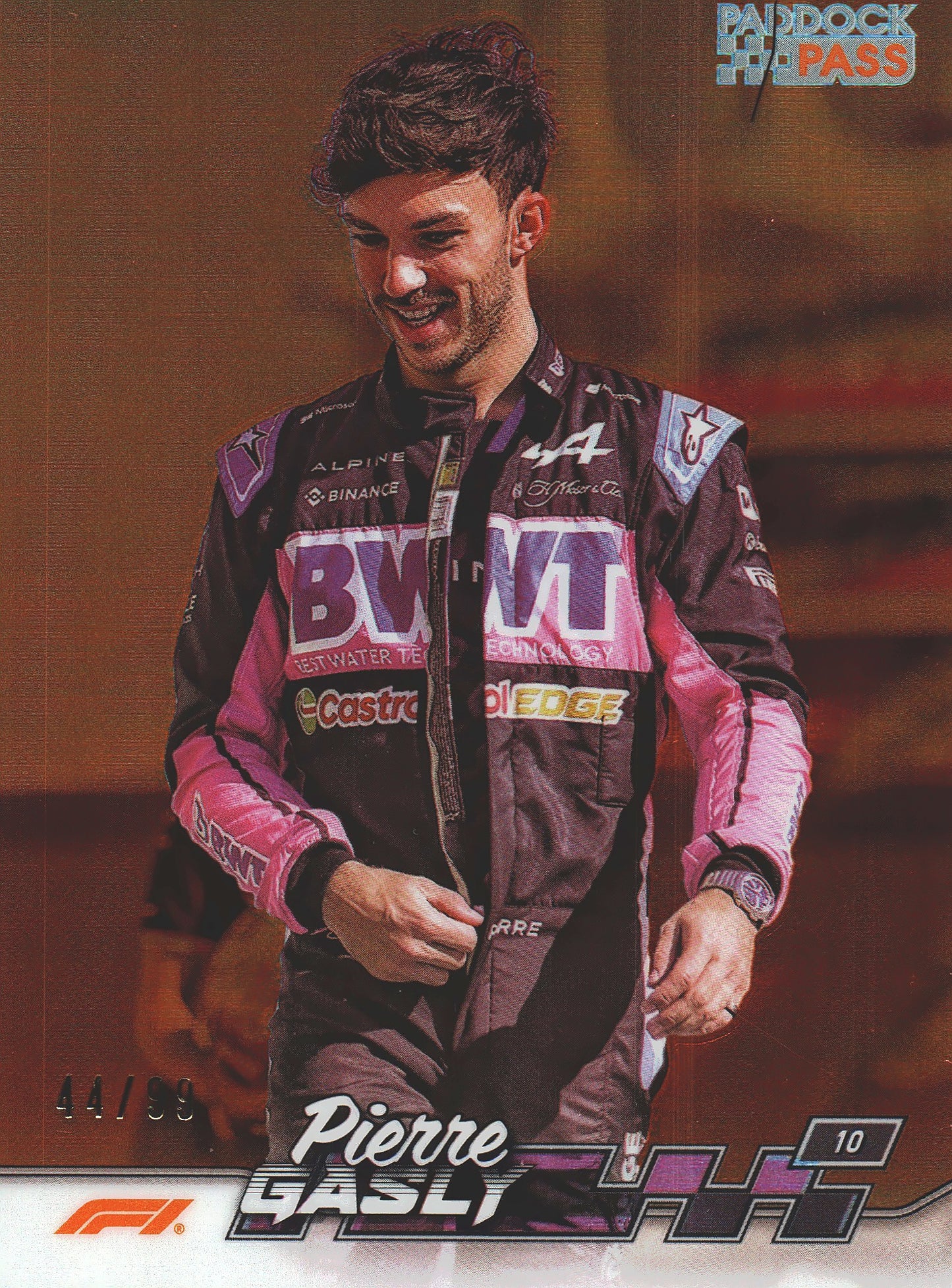 2024 Topps Chrome Formula 1 Pierre Gasly Chrome Orange Refractor Variation /99 #10 Alpine