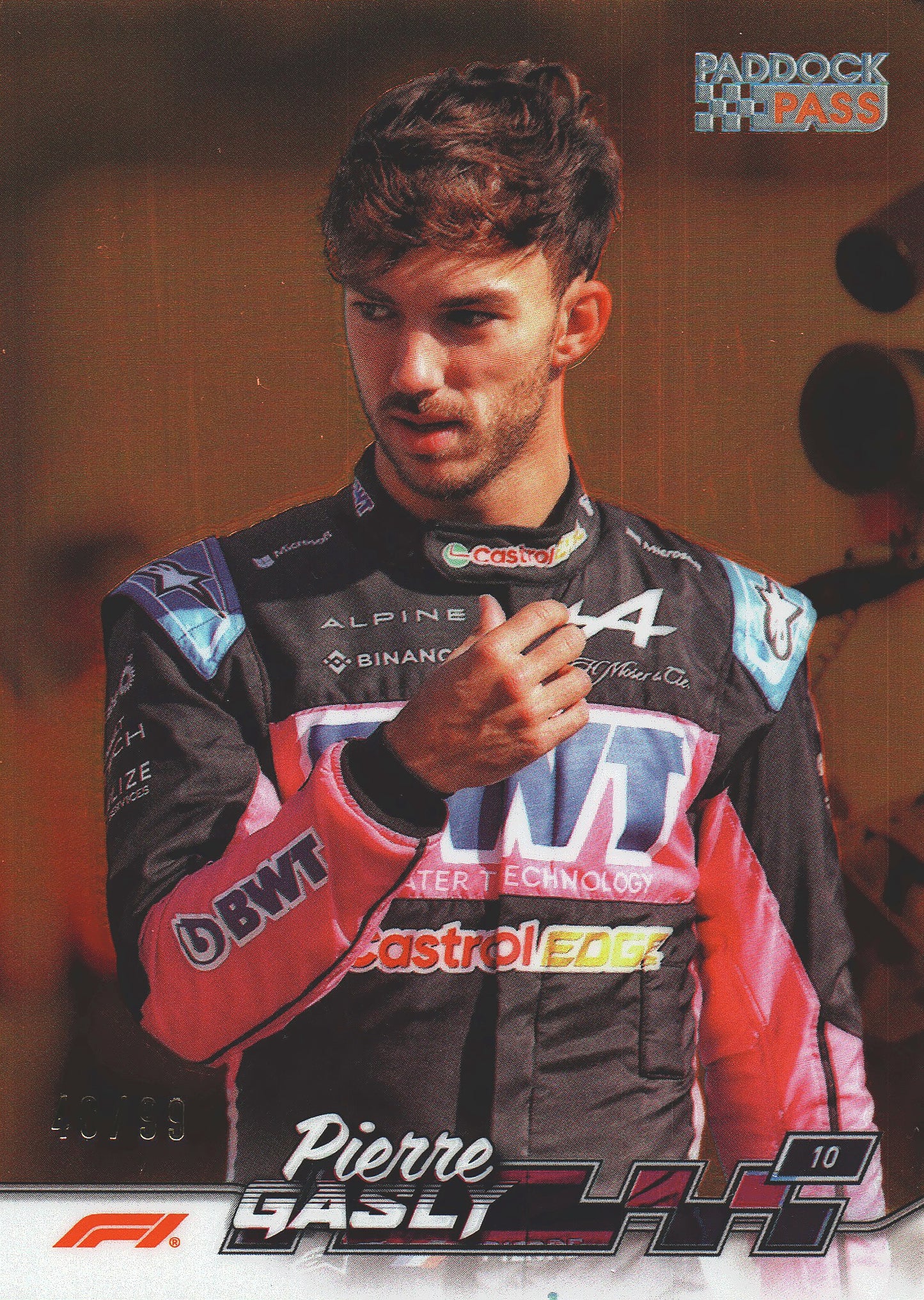 2024 Topps Chrome Formula 1 Pierre Gasly Chrome Orange Refractor /99 #10 Alpine
