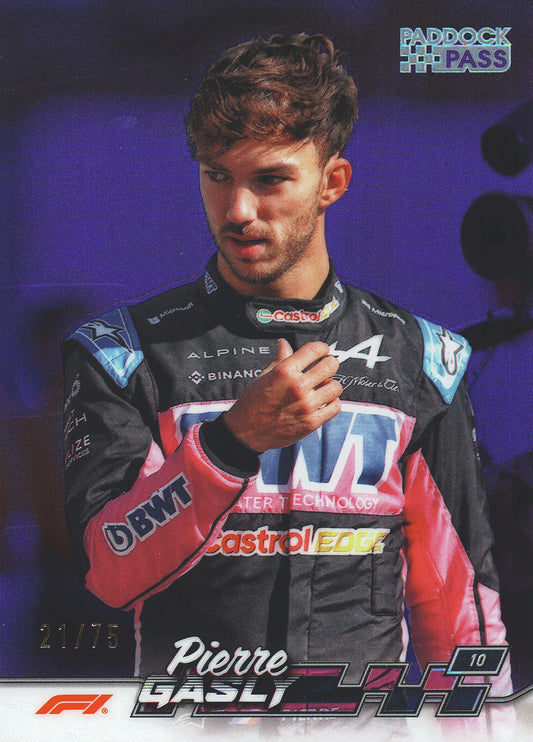 2024 Topps Chrome Formula 1 Pierre Gasly Chrome Purple Refractor /75 #10 Alpine