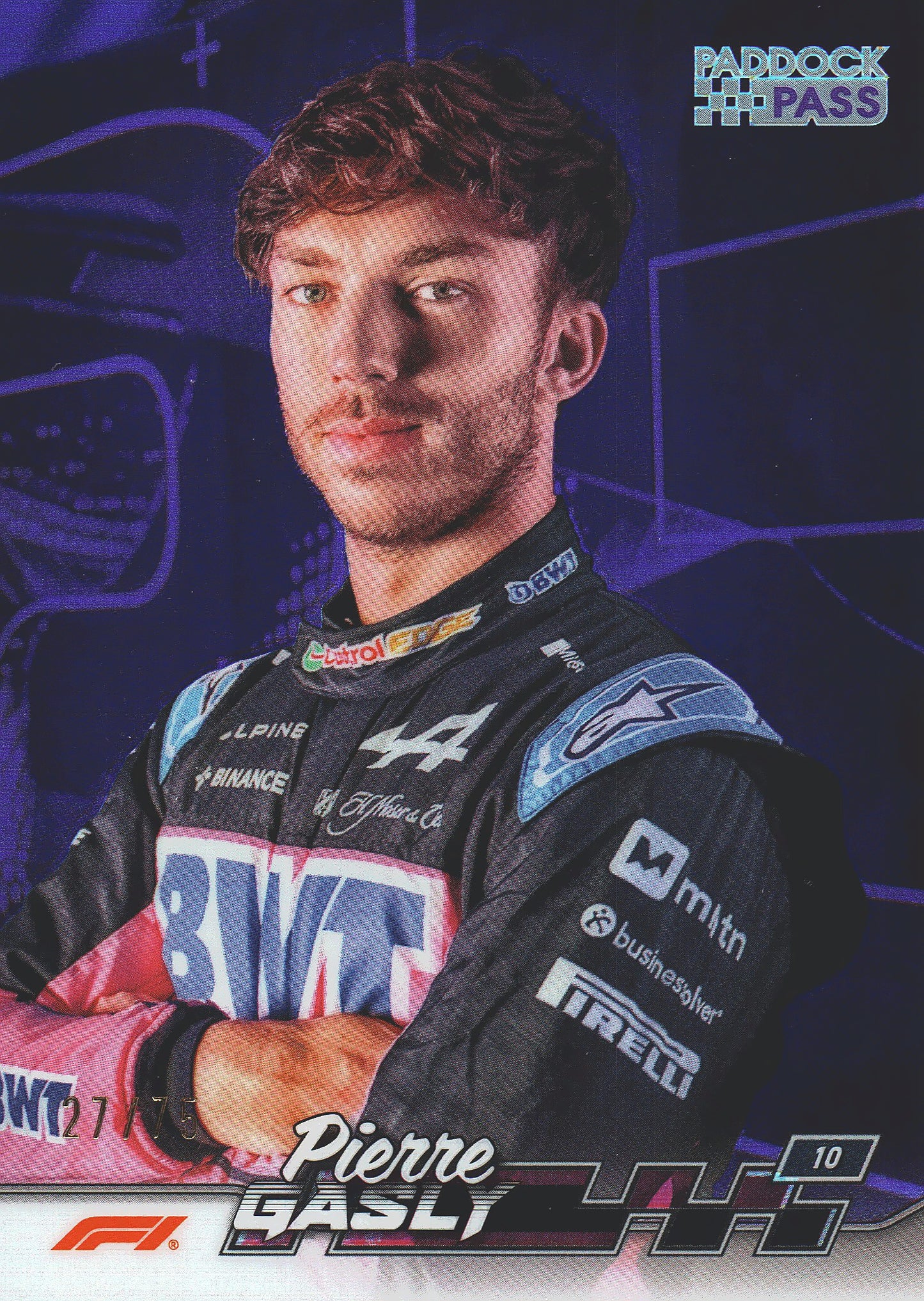 2024 Topps Chrome Formula 1 Pierre Gasly Chrome Purple Refractor Variation /75 #60 Alpine