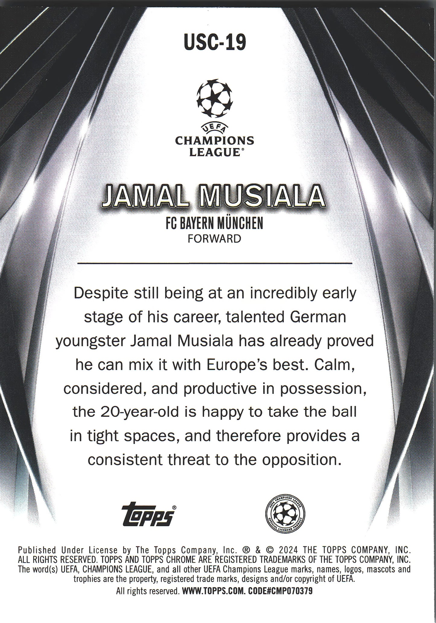2023 Topps UCC Ultimate Stage Chrome Jamal Musiala #USC-19 FC Bayern Munchen