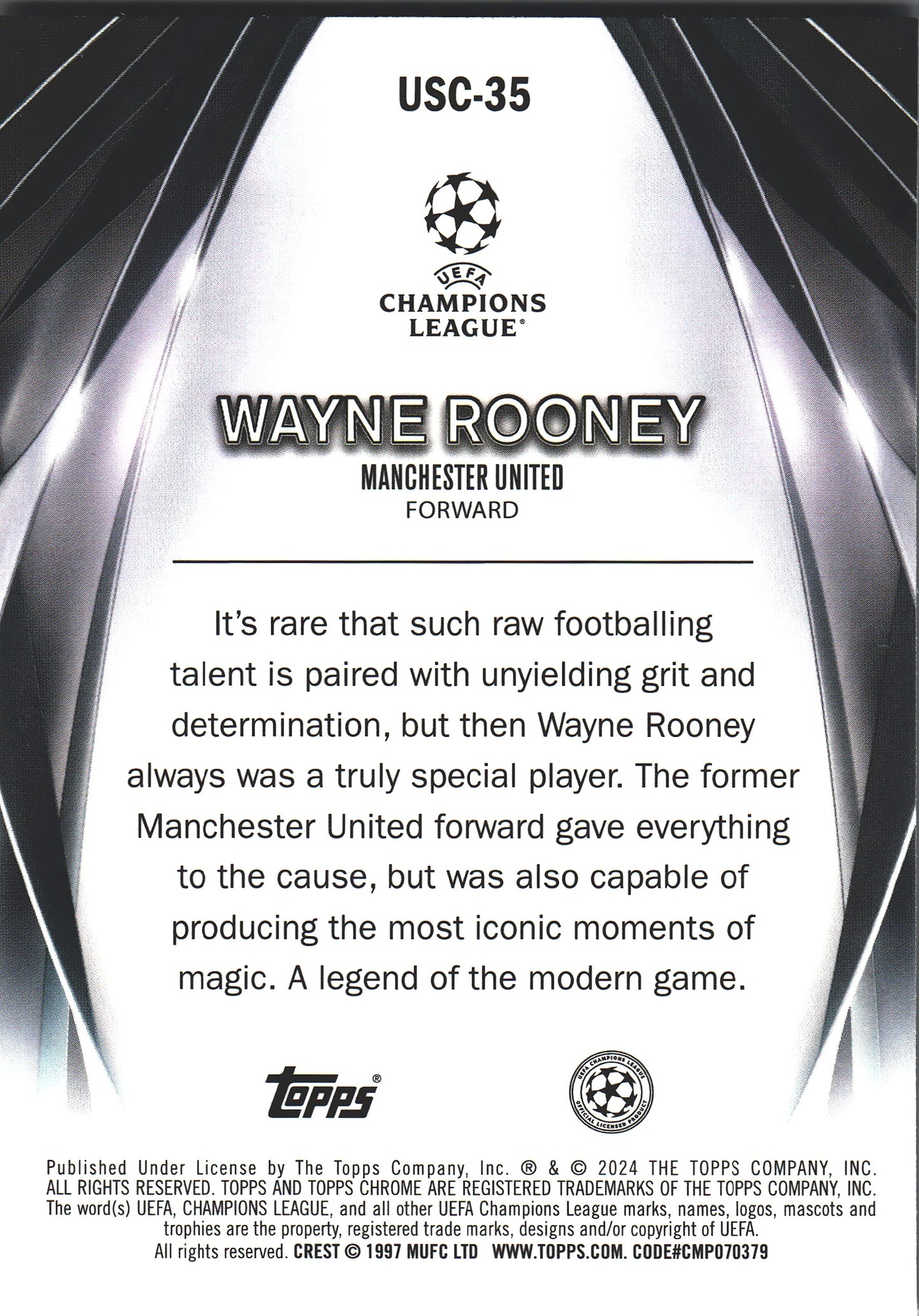 2023 Topps UCC Ultimate Stage Chrome Wayne Rooney #USC-35 Manchester United