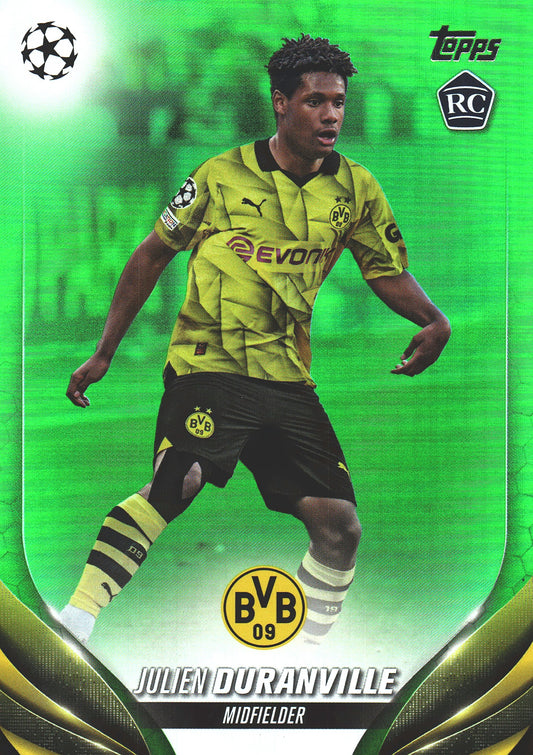 2023 Topps UCC Julien Duranville RC Neon Green Foil /199 #191 BVB Dortmund