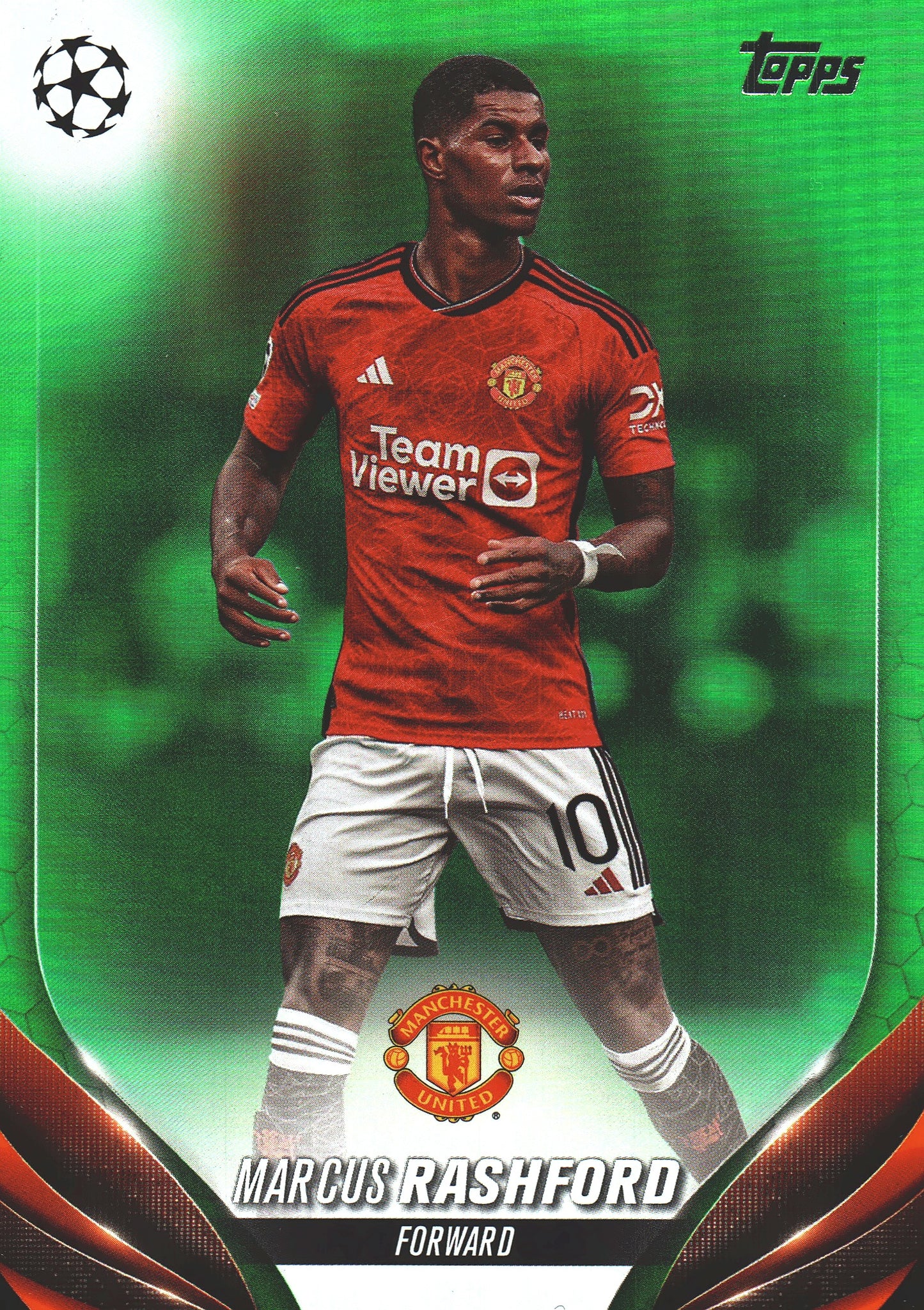 2023 Topps UCC Marcus Rashford Neon Green Foil /199 #6 Manchester United