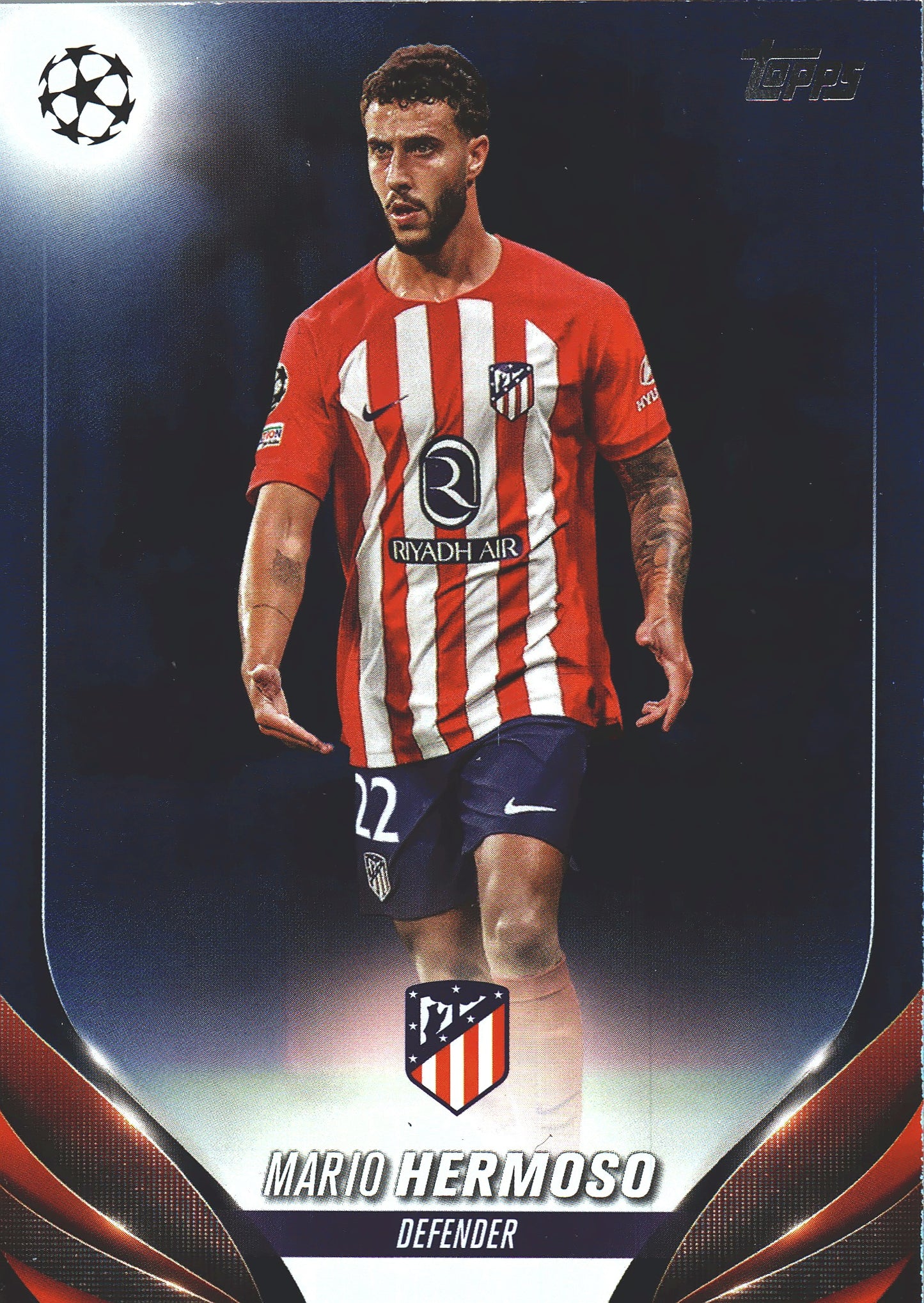 2023 Topps UCC Mario Hermoso Navy Blue Foil /250 #106 Atletico Madrid