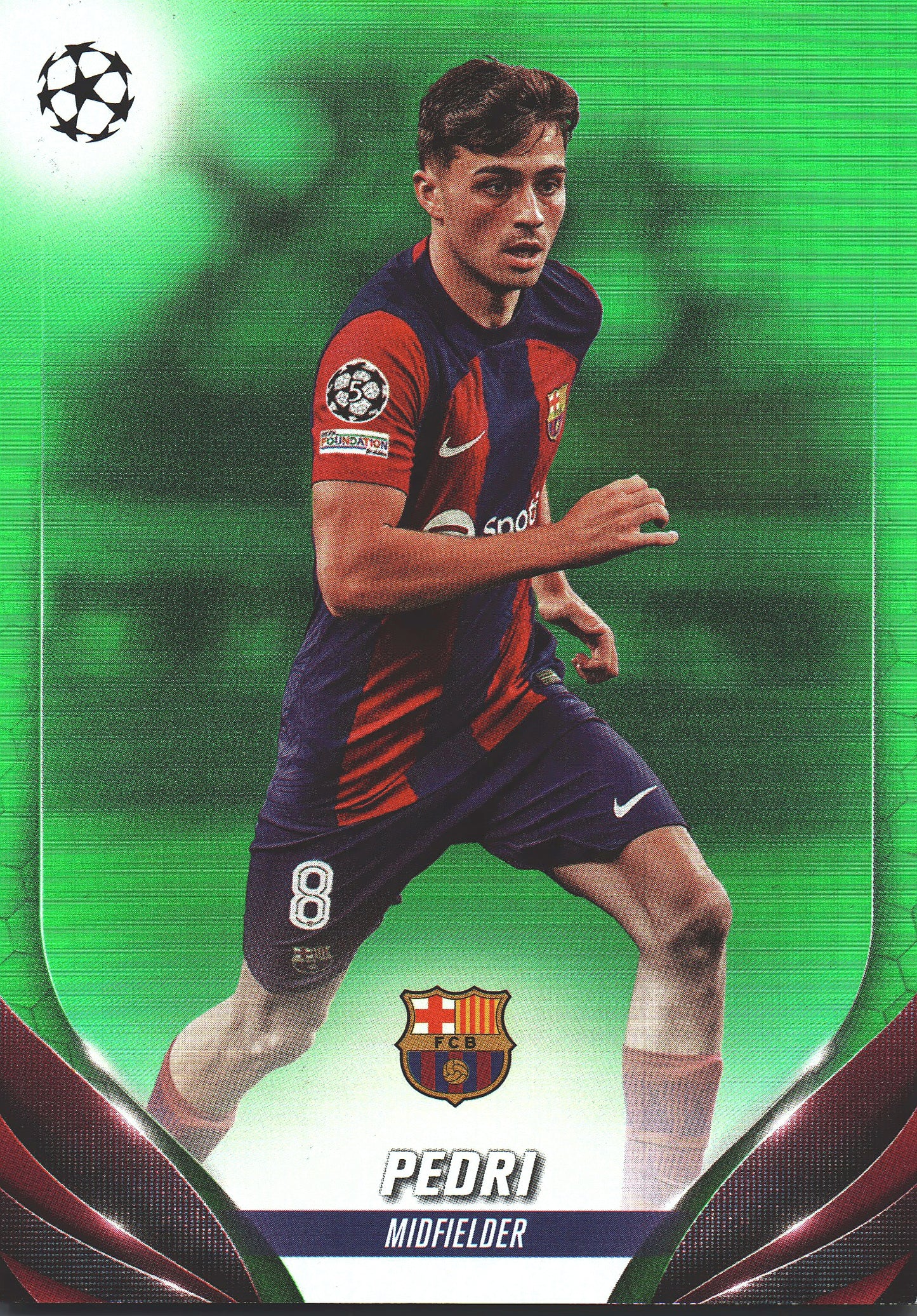 2023 Topps UCC Pedri Neon Green Foil /199 #15 FC Barcelona