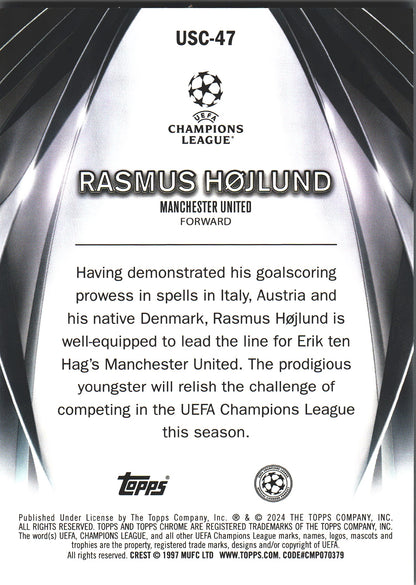 2023 Topps UCC Rasmus Hojlund Ultimate Stage Purple /75 #USC-47 Manchester United