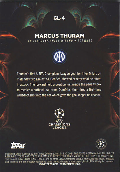 2023 Topps Chrome UCC Marcus Thuram Golazo #1GL-4 Inter Milan