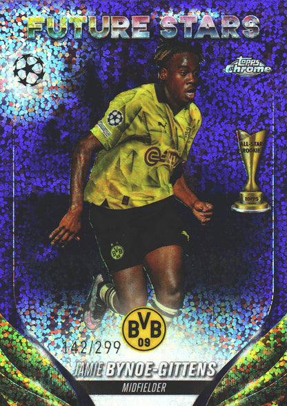 2023 Topps Chrome UCC Jamie Bynoe-Gittens Future Stars Violet Speckle Refractor /299 #187 BVB Dortmund