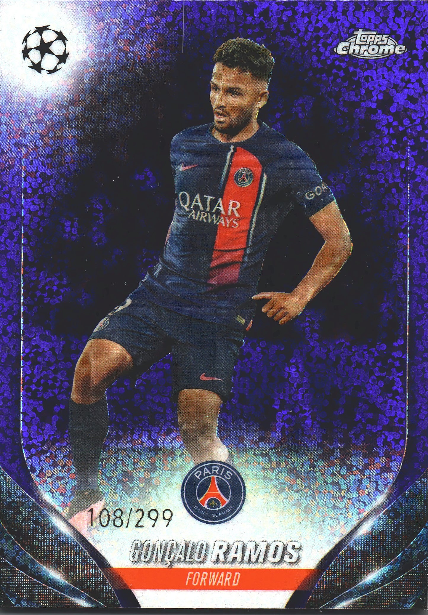2023 Topps Chrome UCC Goncalo Ramos Violet Speckle Refractor /299 #96 PSG