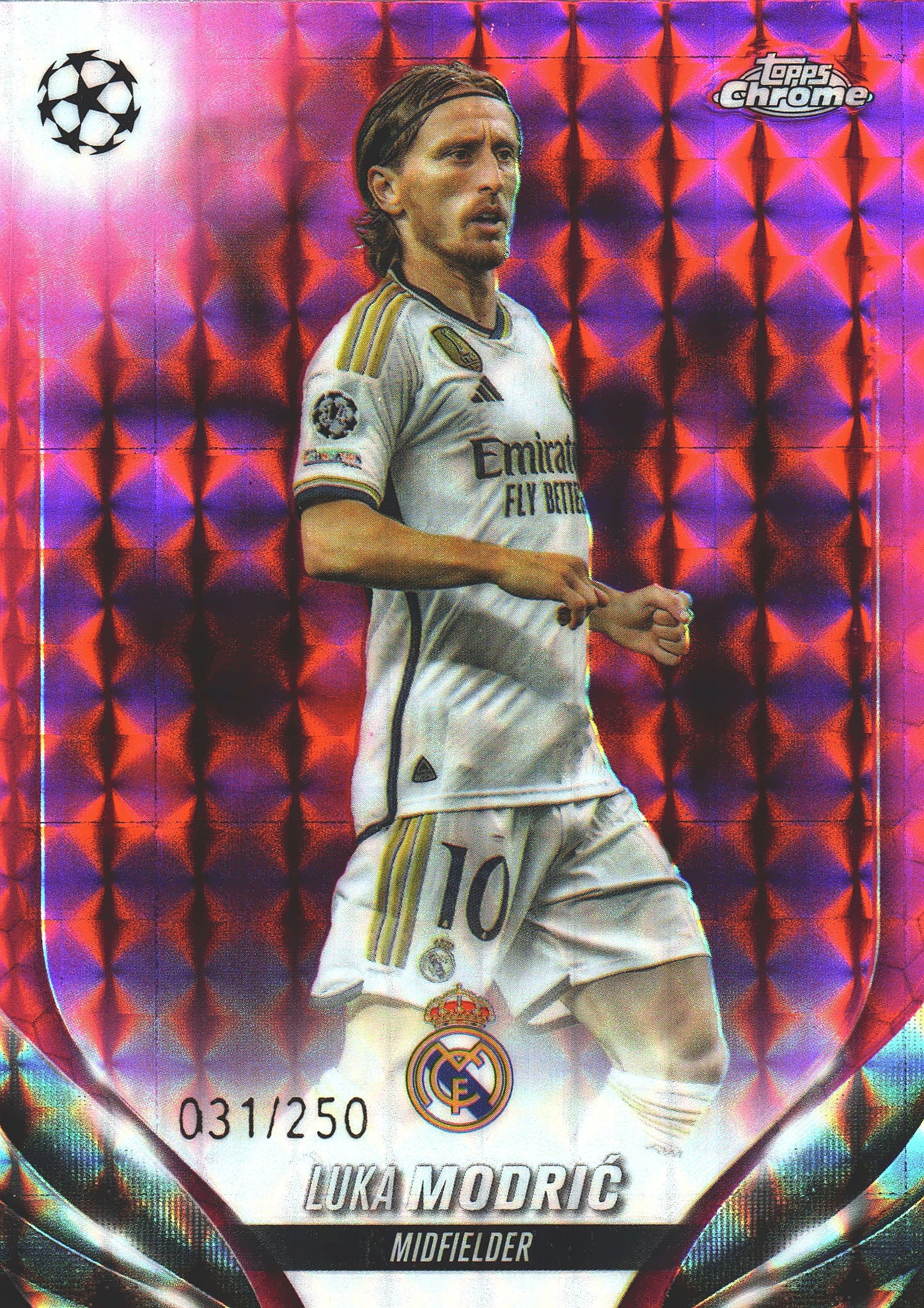 2023 Topps Chrome UCC Luka Modric Pink Geometric Refractor /250 #5 Real Madrid