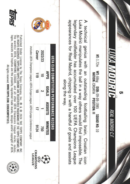 2023 Topps Chrome UCC Luka Modric Pink Geometric Refractor /250 #5 Real Madrid