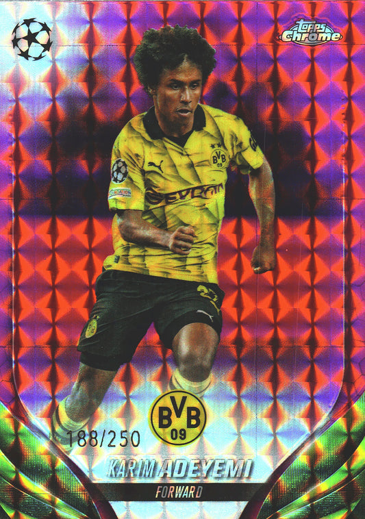 2023 Topps Chrome UCC Karim Adeyemi Pink Geometric Refractor /250 #73 BVB Dortmund
