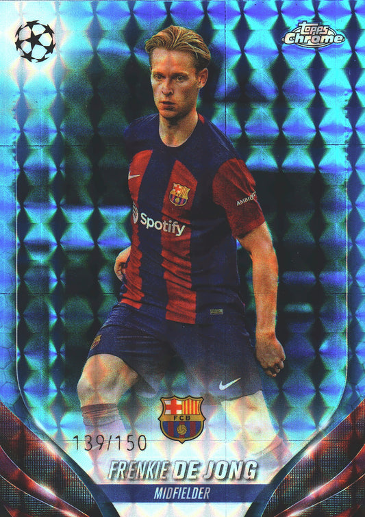 2023 Topps Chrome UCC Frenkie De Jong Blue Geometric Refractor /150 #166 FC Barcelone
