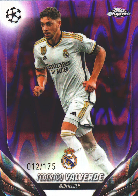 2023 Topps Chrome UCC Federico Valverde Purple Ray Wave Refractor /175 #99 Real Madrid