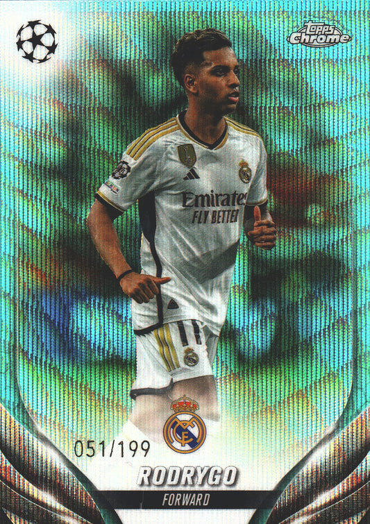 2023 Topps Chrome UCC Rodrygo Aqua Wave Refractor /199 #168 Real Madrid