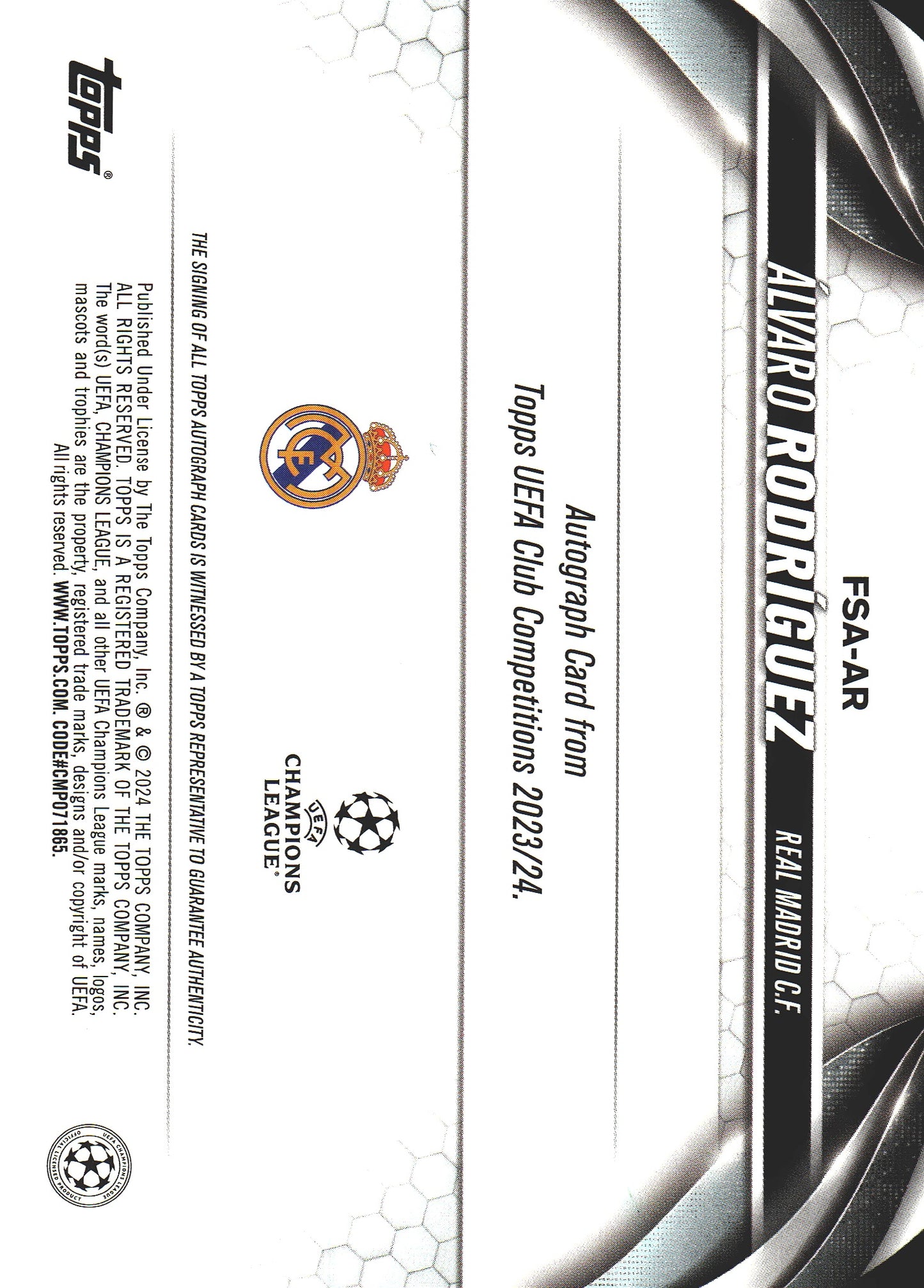 2023 Topps Chrome UCC Alvaro Rodriguez Future Stars Autograph Gold Lava #FSA-AR Real Madrid