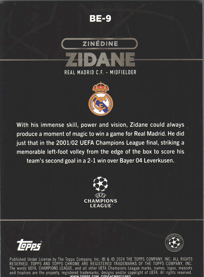 2023 Topps Chrome UCC Zinedine Zidane Shadow Etch Case Hit #BE-9 Real Madrid