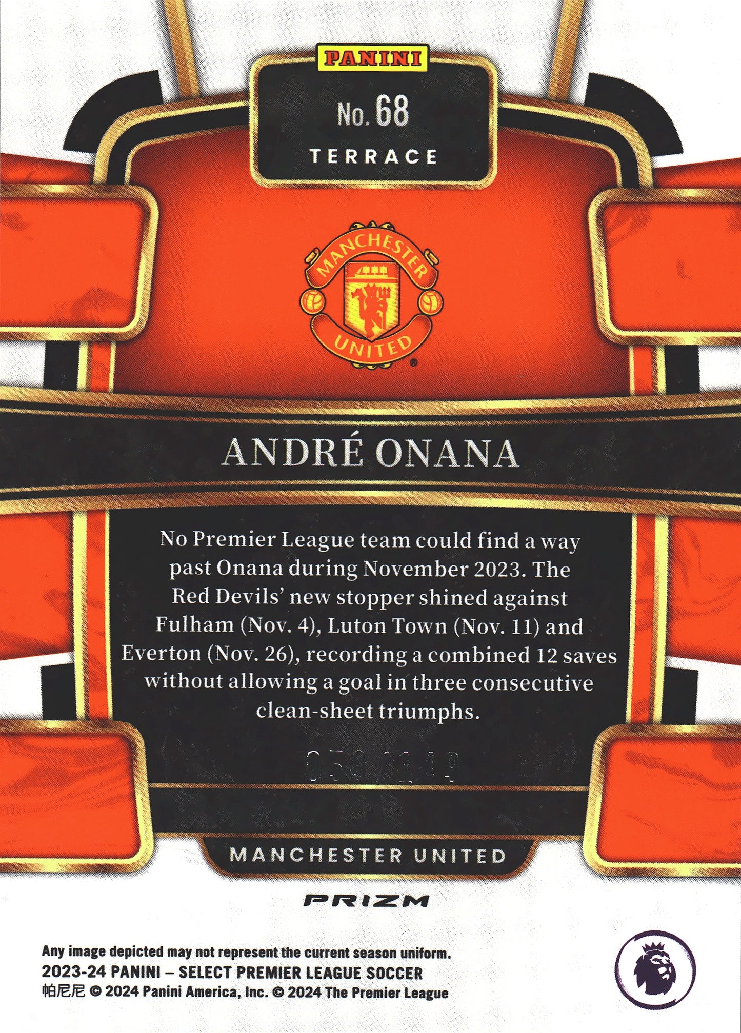 2023 Panini Select PL Andre Onana Purple /149 #68 Manchester United