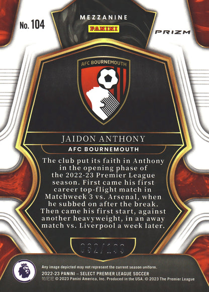 2022 Panini Select PL Jaidon Anthony RC Camo /199 #104 Bournemouth