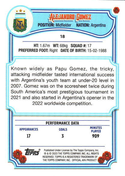 2023 Topps Argentina Fileteado Alejandro Gomez #18 Argentina
