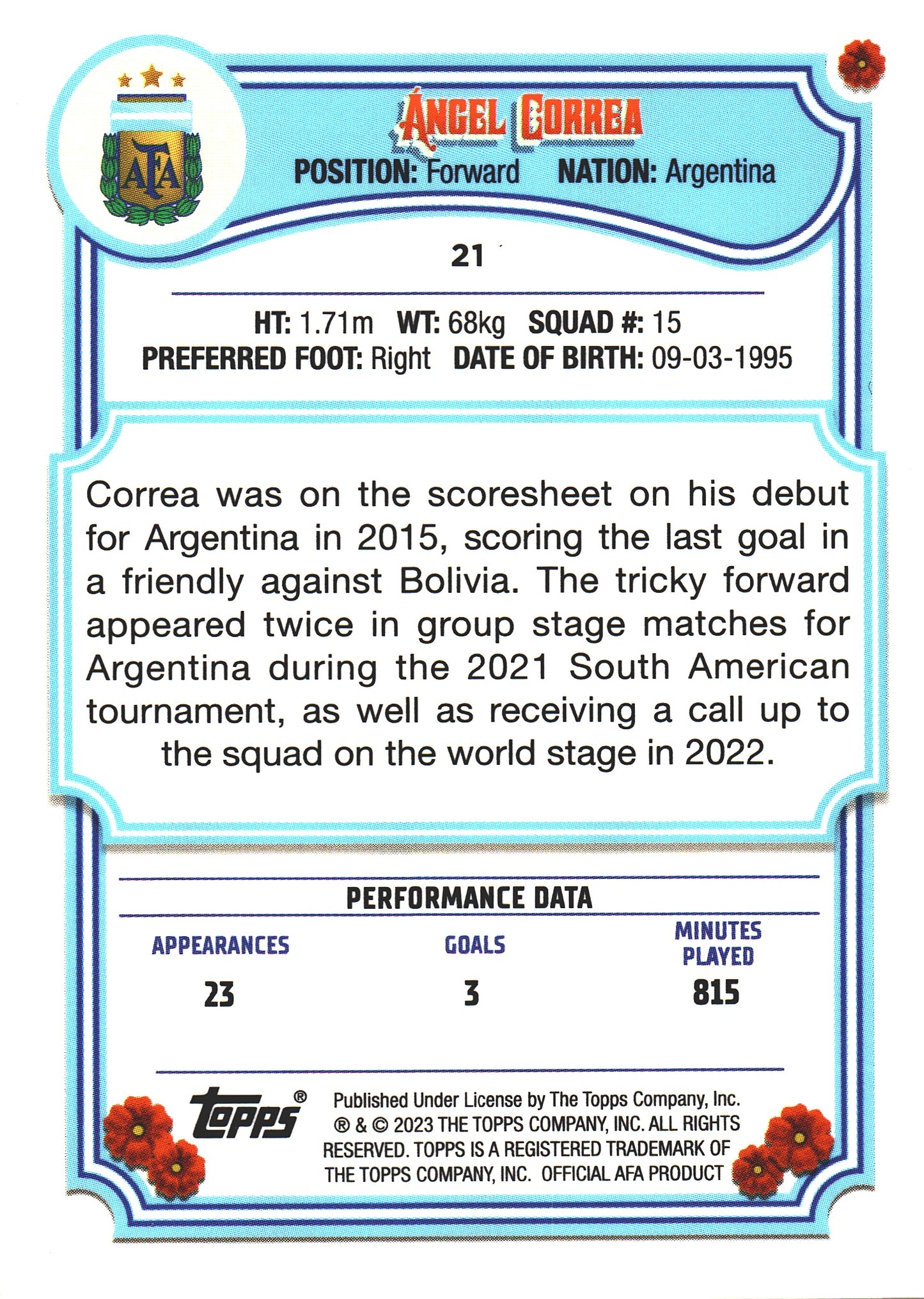 2023 Topps Argentina Fileteado Angel Correa #21 Argentina