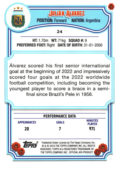 2023 Topps Argentina Fileteado Julian Alvarez #24 Argentina