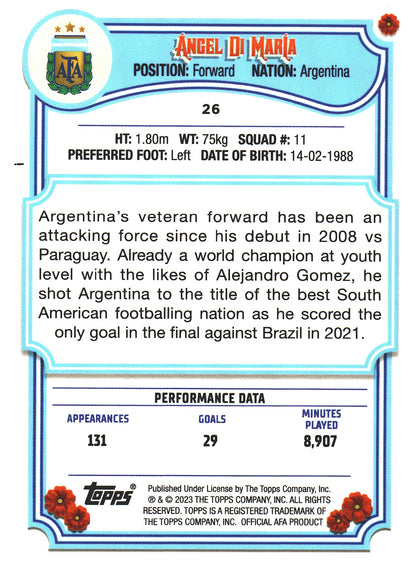 2023 Topps Argentina Fileteado Angel Di Maria #26 Argentina