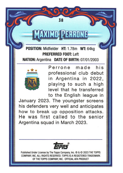 2023 Topps Argentina Fileteado Maximo Perrone 1st bowman #38 Argentina