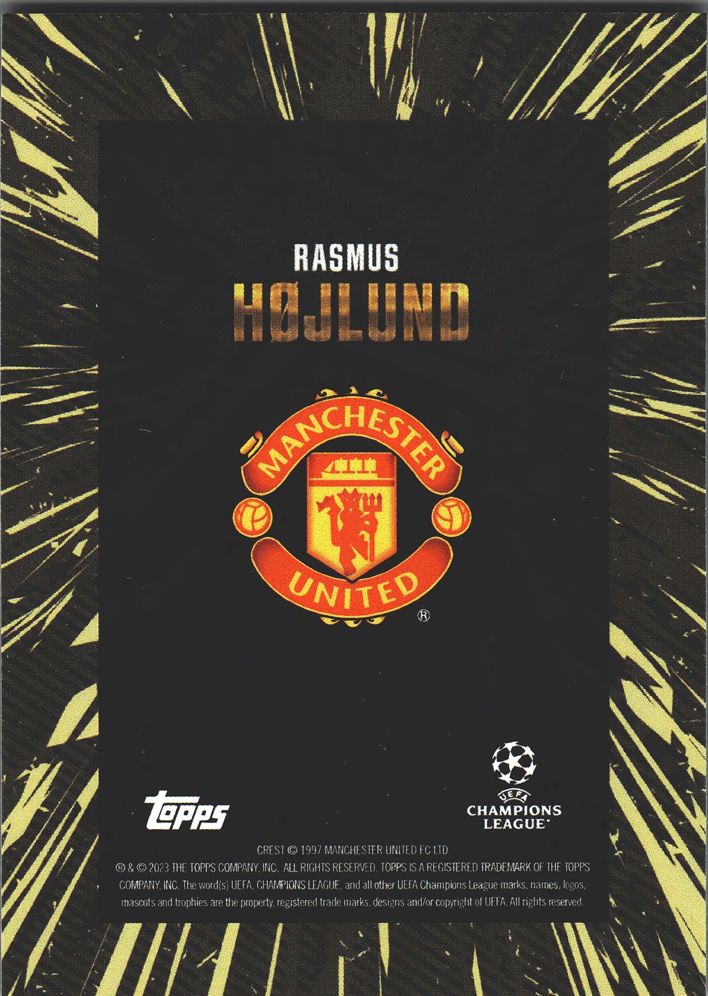 2023 Topps Gold x Whip UCC Rasmus Hojlund Manchester United