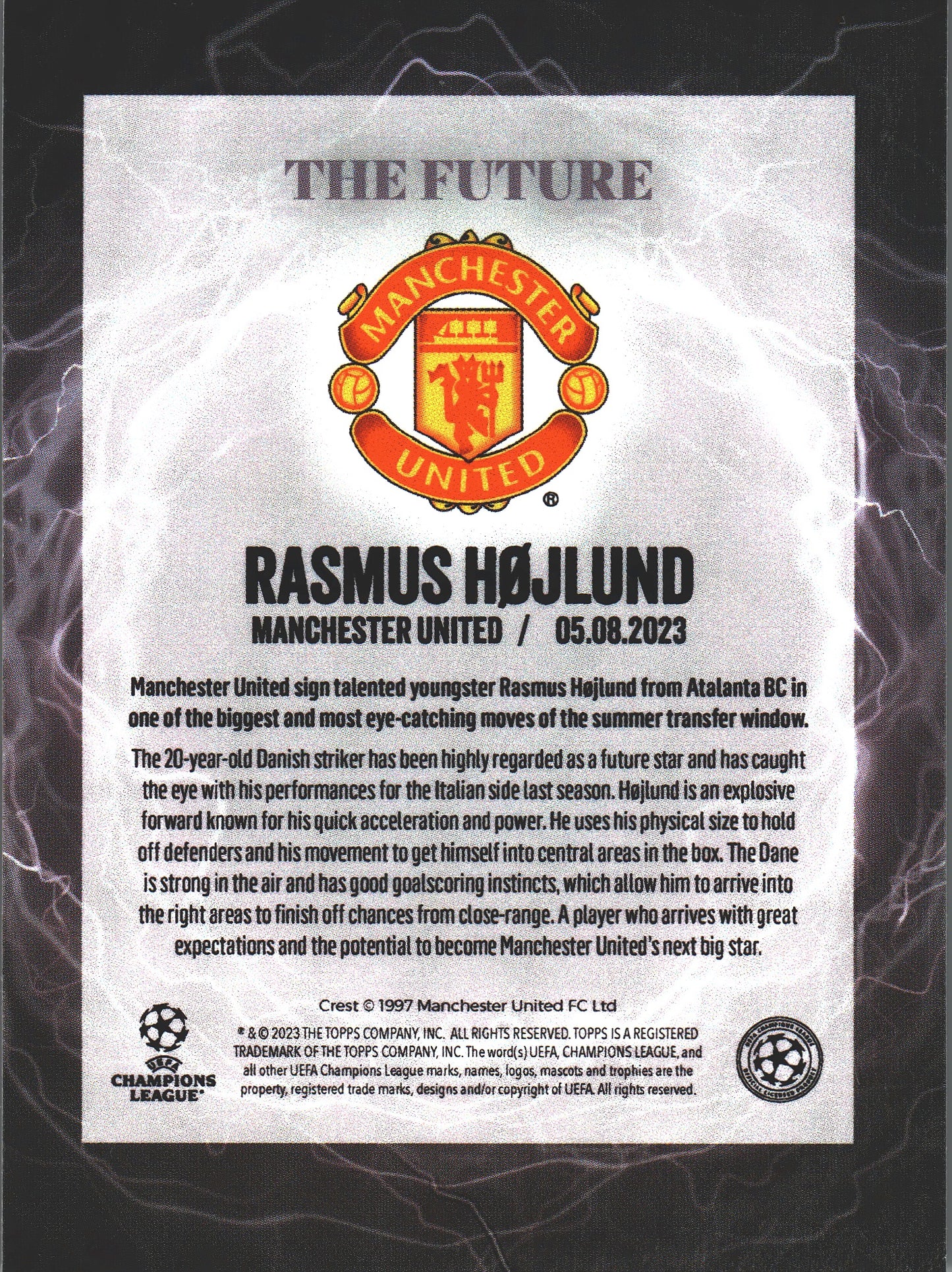 2023 Topps UCC Summer Signings Rasmus Hojlund The Future Manchester United
