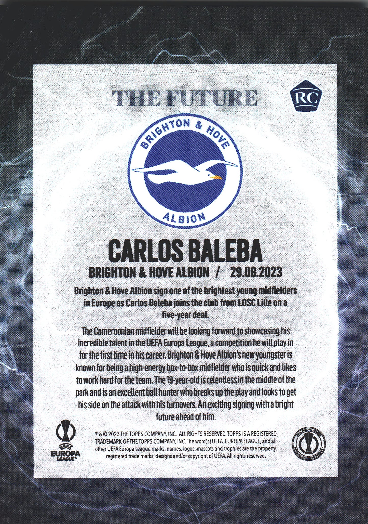 2023 Topps UCC Summer Signings Carlos Baleba RC The Future /99 Brighton