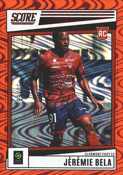 2022 Panini Score Ligue 1 Jeremie Bela RC Red Swirl /65 #44 Clermont Foot