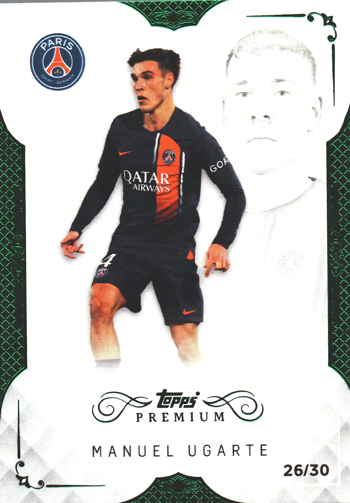 2023 Topps Premium Manuel Ugarte White Emerald /30 #35 PSG